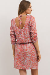 Tomato Red Leopard Print Side Slit Mini Dress